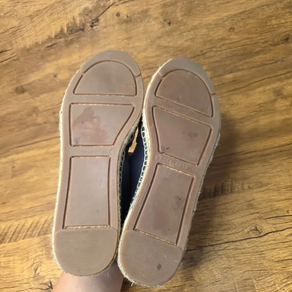 Talbots Izzy knot Soft Nappa Navy Leather Espadrilles Flats shoes sz 9M